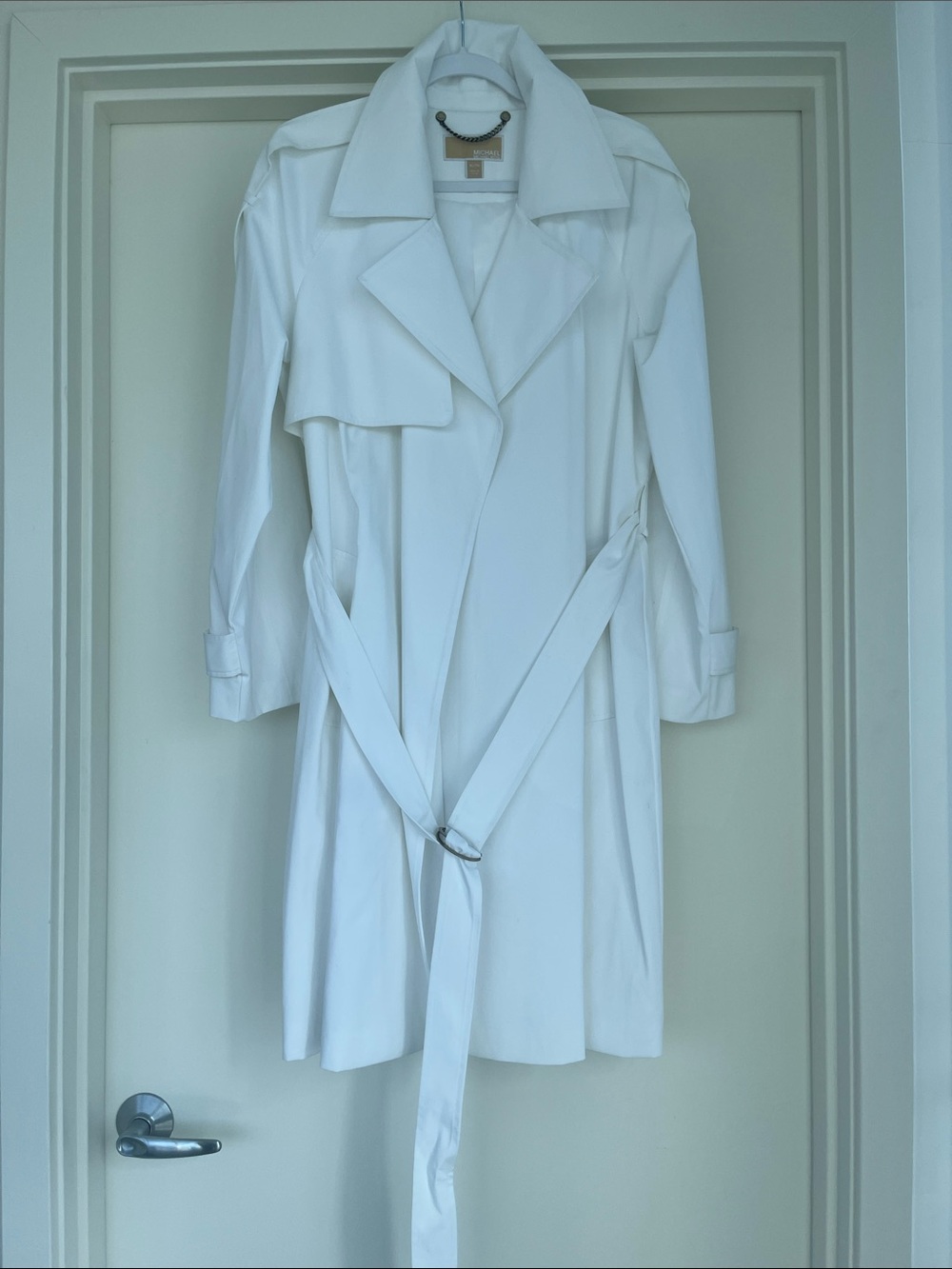 Michael Kors White Classic Trench Coat with Belt
